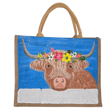 Dana's Uncommon Glass Dana's Uncommon Glass - Brown Highland Cow Tote Bag